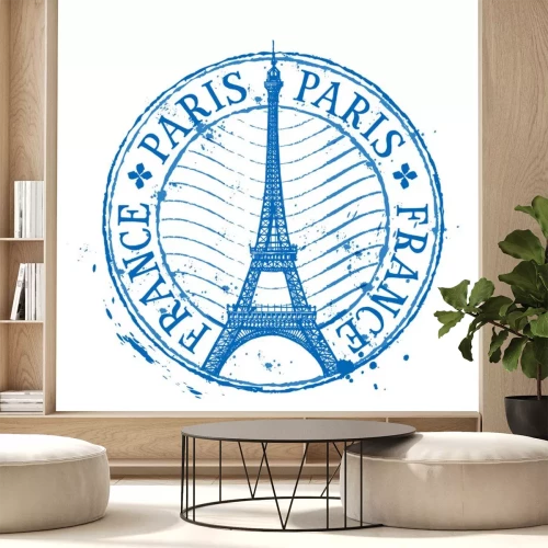 Sticker Paris vector logo design template. Shabby stamp or France