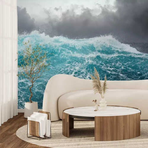 Sticker Zee golf in de Atlantische Oceaan tijdens storm