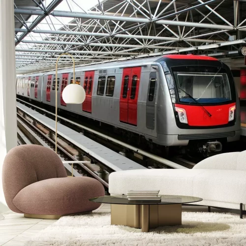 Fotobehang Metrotrein op het metrostation