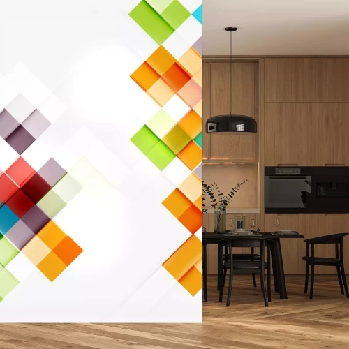 Sticker Puzzel van veelkleurige vierkanten