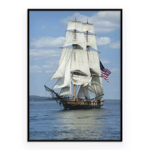 Poster Een oud zeilschip op de open zee.