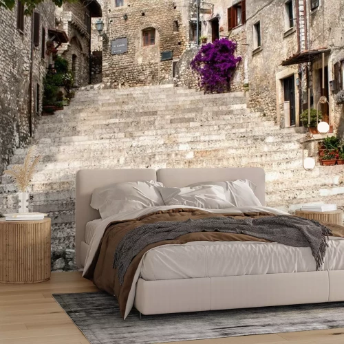 Fotobehang Stenen trappen in de oude stad