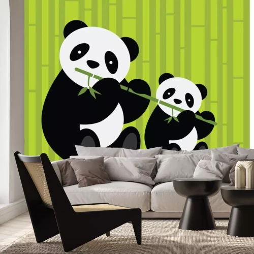 Sticker Twee panda's. Vector illustratie.