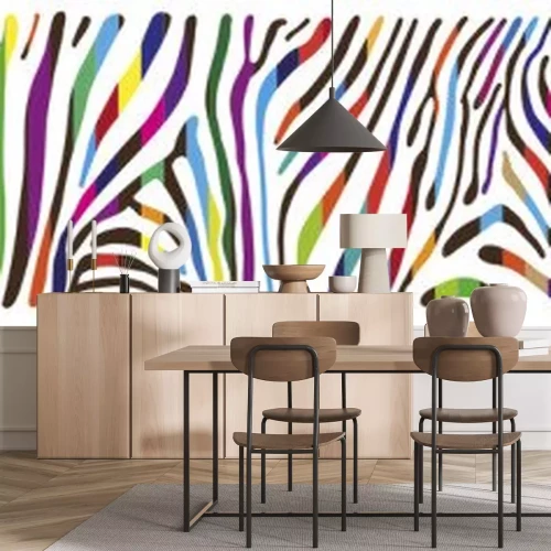 Sticker Achtergrond met veelkleurige Zebra huid