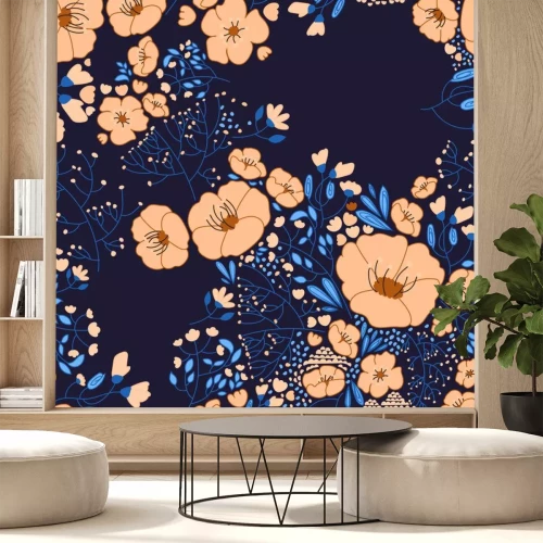 Sticker Abstracte bloemen naadloze patroon. Kleurrijke vector achtergrond