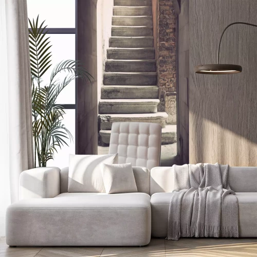 Fotobehang Mysterieuze oude lege trap in sepia