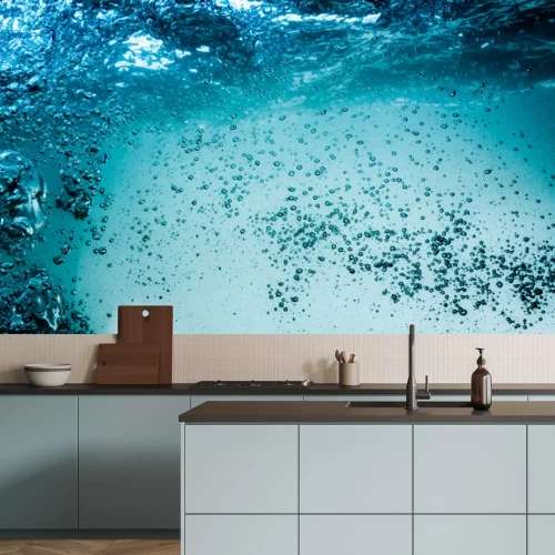 Sticker Luchtbellen onder het oppervlak van turbulent water