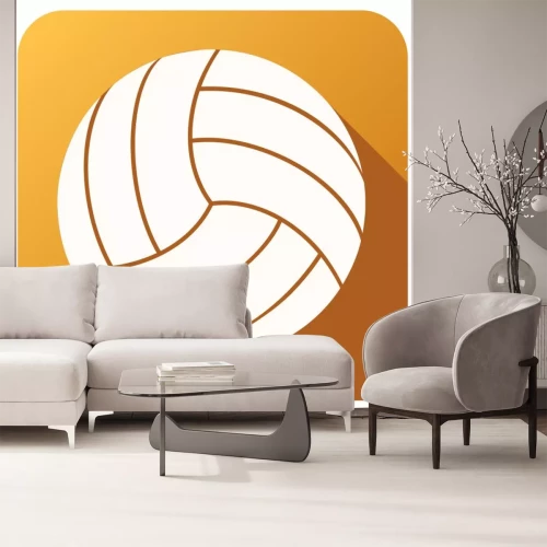 Sticker Sport icoon met volleybal bal in vlakke stijl. Vector