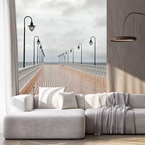 Fotobehang Natte pier na regen