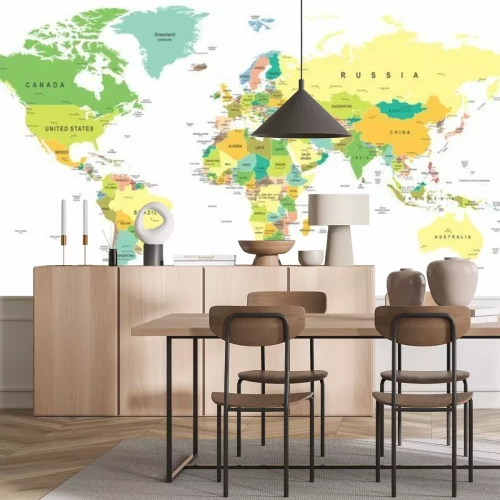 Fotobehang Zeer gedetailleerde politieke kaart van de wereld