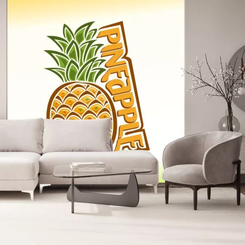 Sticker Afbeeldingen met ananas en oranje letters
