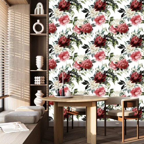 Behang Naadloos bloemenpatroon met rozen, aquarel. Vector illustrat