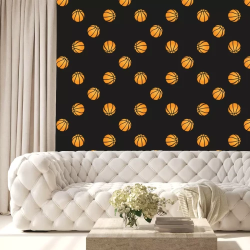Behang Universele vector basketbal naadloze patronen tegels. Sport thema met ballen.