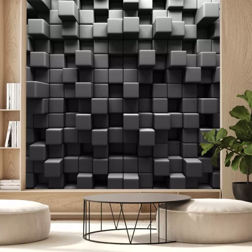Fotobehang 3D-mozaïek van donkere kubussen
