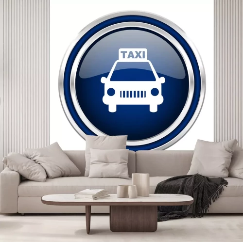Sticker taxi blauwe glanzende web pictogram