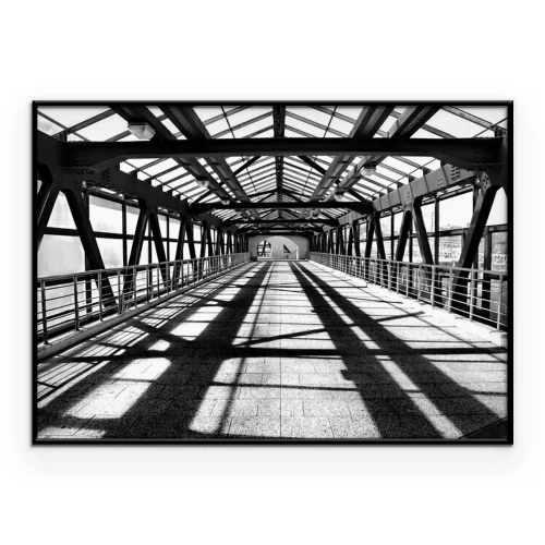 Poster Zwart-witfoto van de ijzeren brug