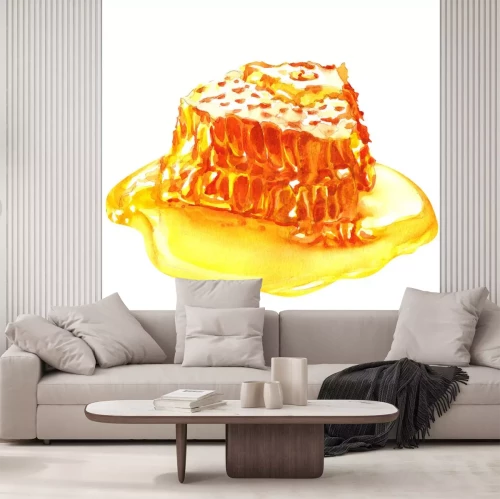 Sticker zoete honingraten met honing, geïsoleerd op wit