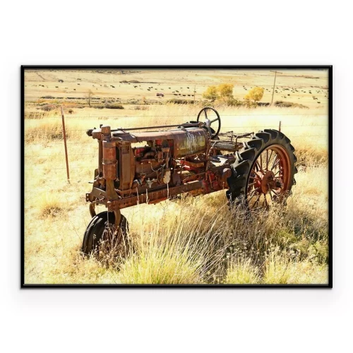 Poster Oude, roestige, verlaten tractor