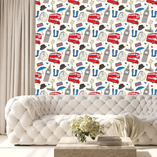 Behang Vector hand getrokken Londen patroon