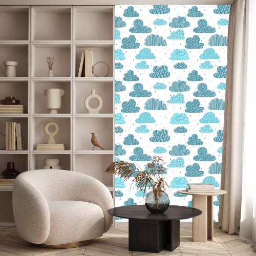 Behang Leuke hand getrokken naadloze patroon met wolken. Grappige achtergrond