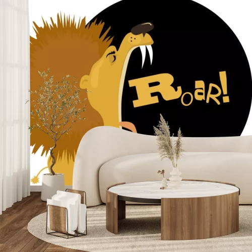 Sticker Leeuwen grafische leeuw en inscriptie die uit de mond komen