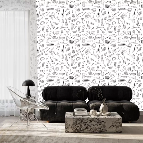 Behang Music Instruments Background - Seamless Pattern - vector