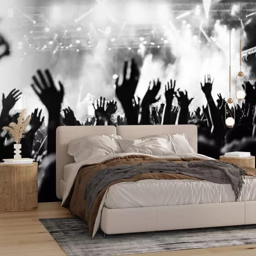 Fotobehang Zwart-wit publiek bij concert