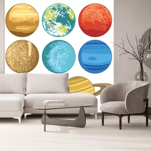 Sticker Zonnestelsel planeten minimalistische graphics