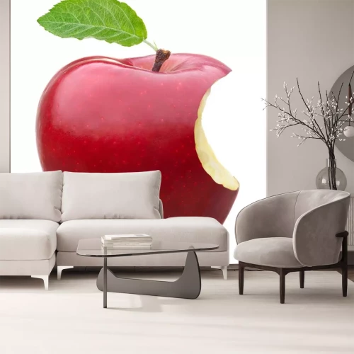 Sticker Een gebeten appel op een witte achtergrond