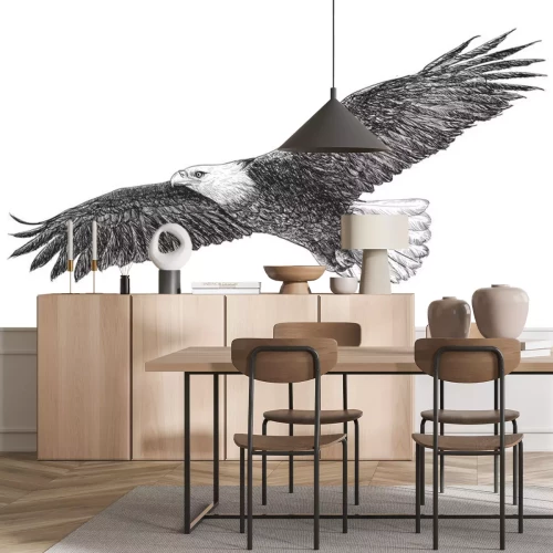 Sticker Monochroom ontwerp met vogel