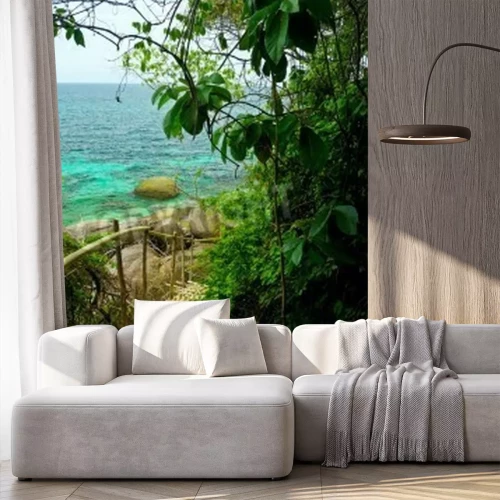 Fotobehang Tropen, bamboe en oceaan