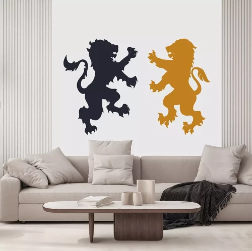 Sticker Leeuwen goud en grafiet silhouet graphics