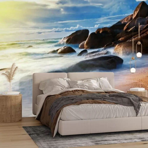 Fotobehang Kustlijn en zonsondergang