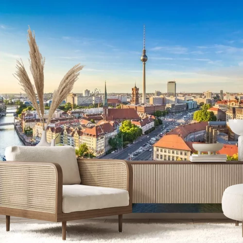 Fotobehang De Spree en de Berlijnse televisietoren