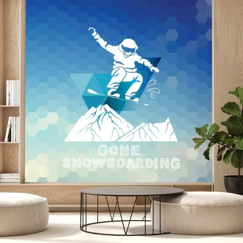 Sticker Snowboarden, de winter sport icon set.