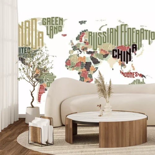 Fotobehang Typografische kaart van de continenten