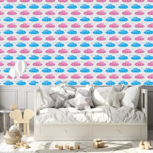 Behang Patroon met tanks