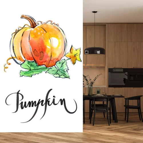 Sticker Aquarel oranje pompoen