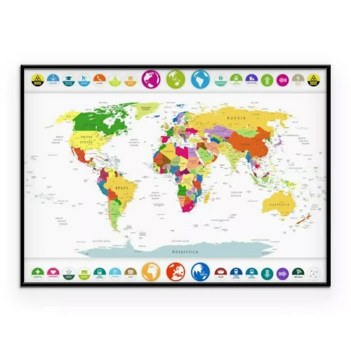 Poster Wereldkaart met symbolen
