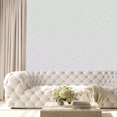 Behang Vector modern seamless geometry pattern flower, black and white abstract geometric background, wallpaper print, monochrome retro texture, hipster fashion design