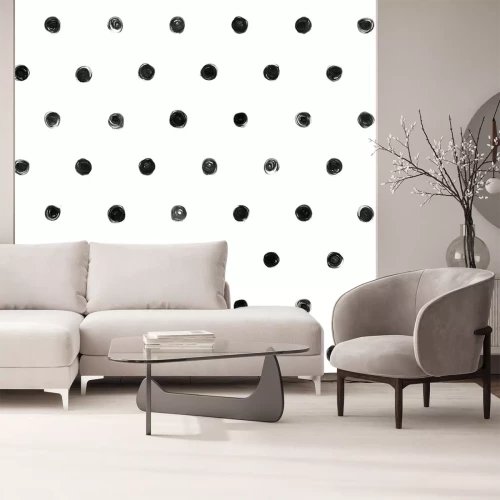 Sticker Zwart-wit Polka Dot Naadloze Patroon van de Verf Vlek Abstract