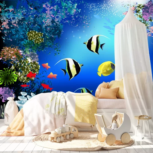 Fotobehang Kleurrijke vissen en oceaanvegetatie