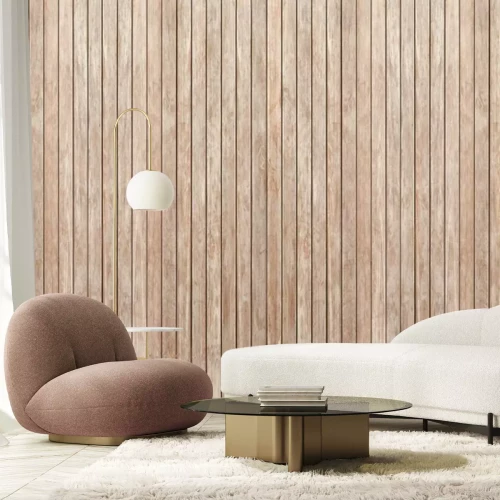 Fotobehang Lambrisering van smalle planken