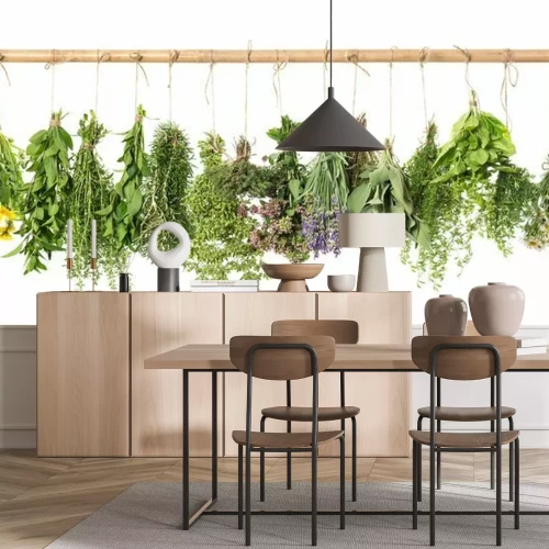 Fotobehang Kruiden en specerijen op een witte achtergrond