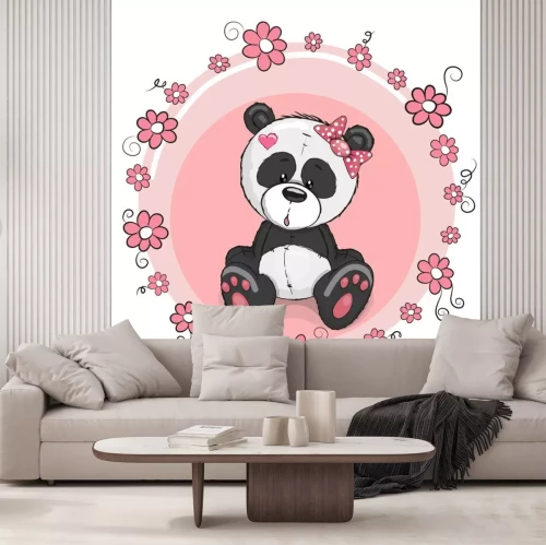 Sticker Panda met bloemen