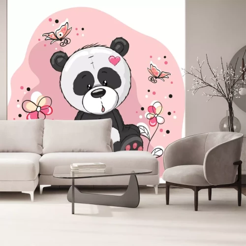 Sticker Panda met bloemen