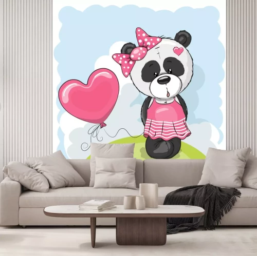 Sticker Panda met ballonnen
