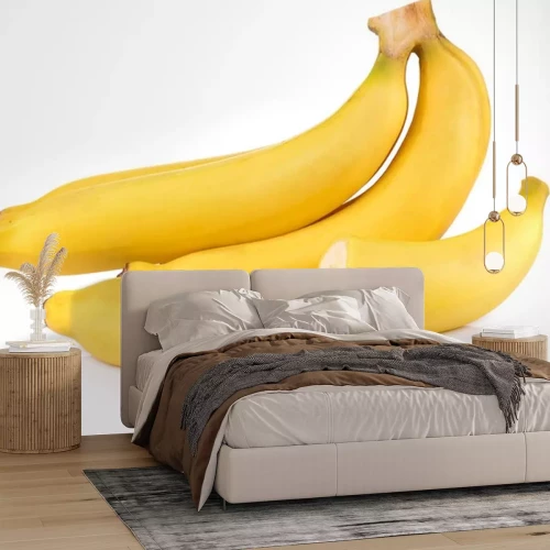 Sticker Hele en gesneden bananen op een witte achtergrond