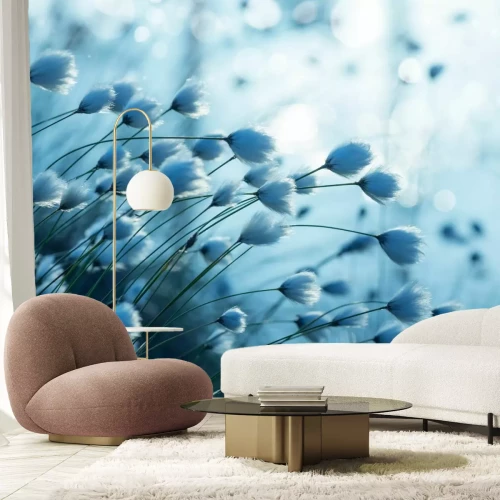 Fotobehang Blauw katoen