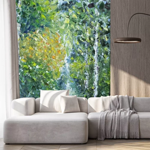 Sticker Weg in de zomer bos, olieverfschilderij